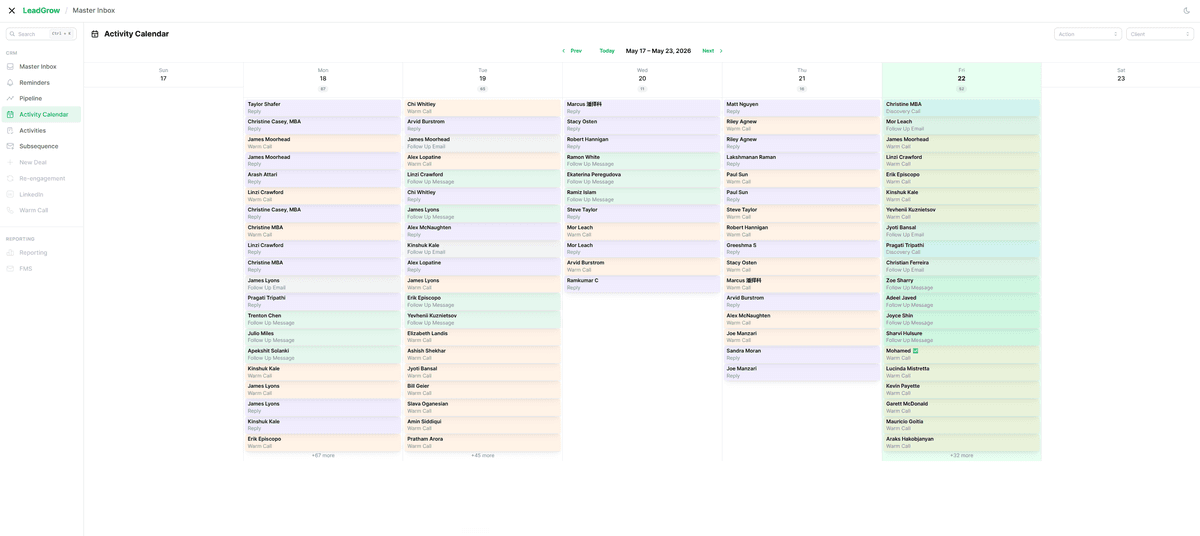 MasterInbox - Activity Calendar